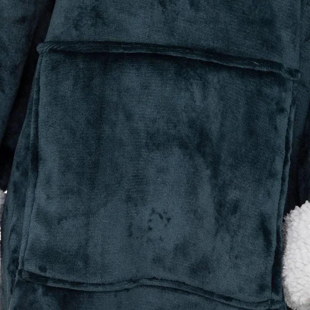 Plaid sweatshirt à capuche Bleu - LA BRODEUSE®