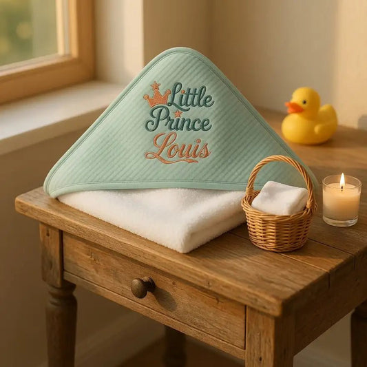 Cape de Bain Bébé Verte Brodée "LE PETIT PRINCE" - LA BRODEUSE®
