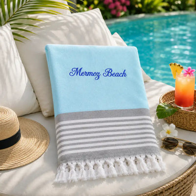 Fouta Personnalisée Brodée au Prénom — Serviette Hammam 100% Coton