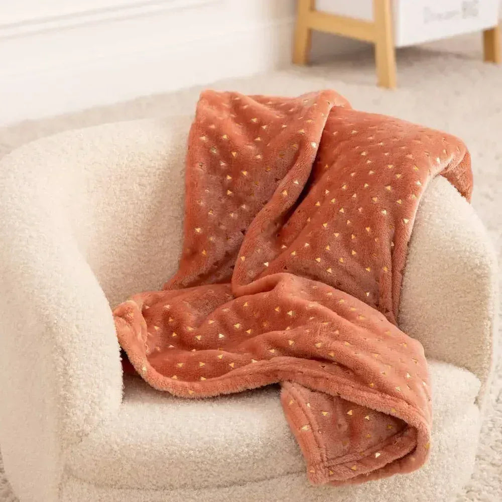 Plaid 75x100cm flanelle terracotta Personnalisé avec prénom - LA BRODEUSE®