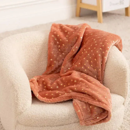 Plaid 75x100cm flanelle terracotta Personnalisé avec prénom - LA BRODEUSE®