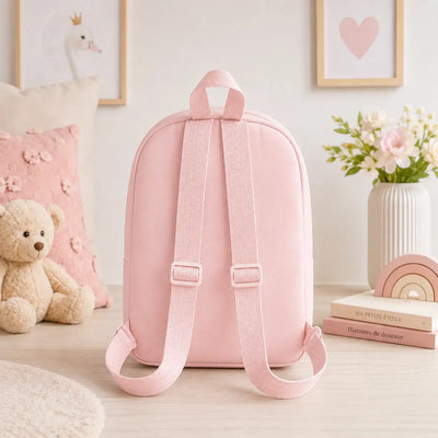 Sac à Dos Enfant Fille Rose Poudré Brodé au Prénom