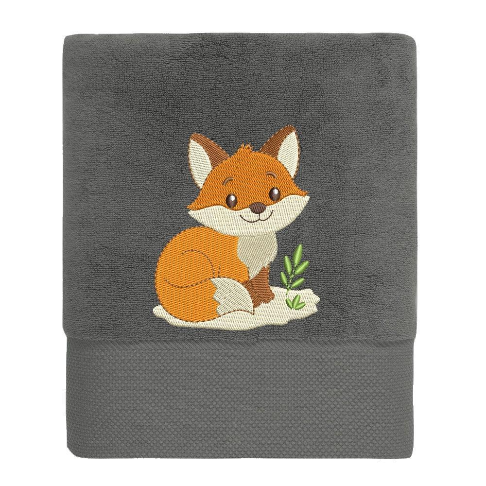Serviette de Toilette coton Bio Motif brodé « PETIT RENARD » - LA BRODEUSE®
