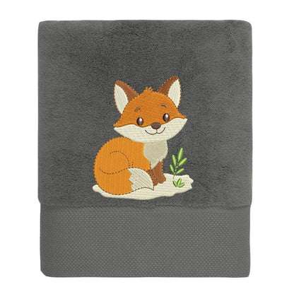 Serviette de Toilette coton Bio Motif brodé « PETIT RENARD » - LA BRODEUSE®