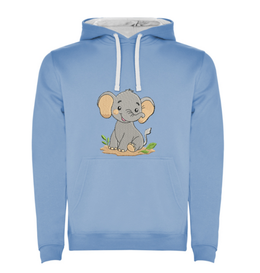 Sweat à capuche enfant brodé éléphant mignon