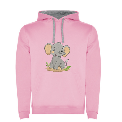 Sweat à capuche enfant brodé éléphant mignon