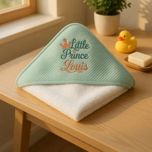 Cape de Bain Bébé Verte Brodée "LE PETIT PRINCE" - LA BRODEUSE®