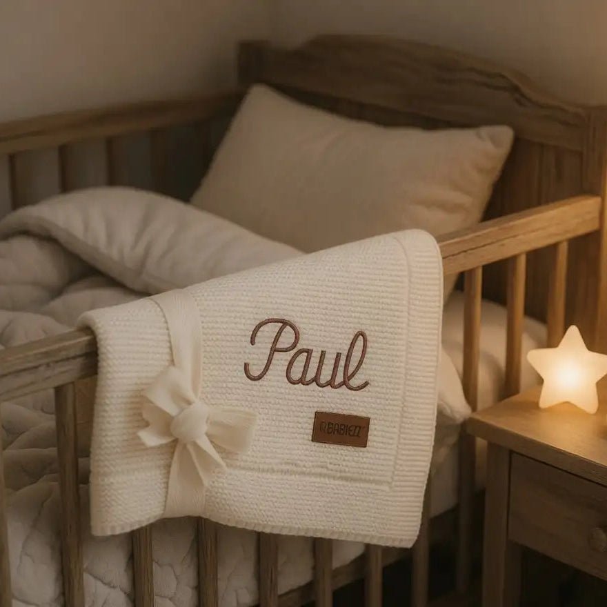 Couverture Bébé Maille Coton Bio Brodée au Prénom - LA BRODEUSE®