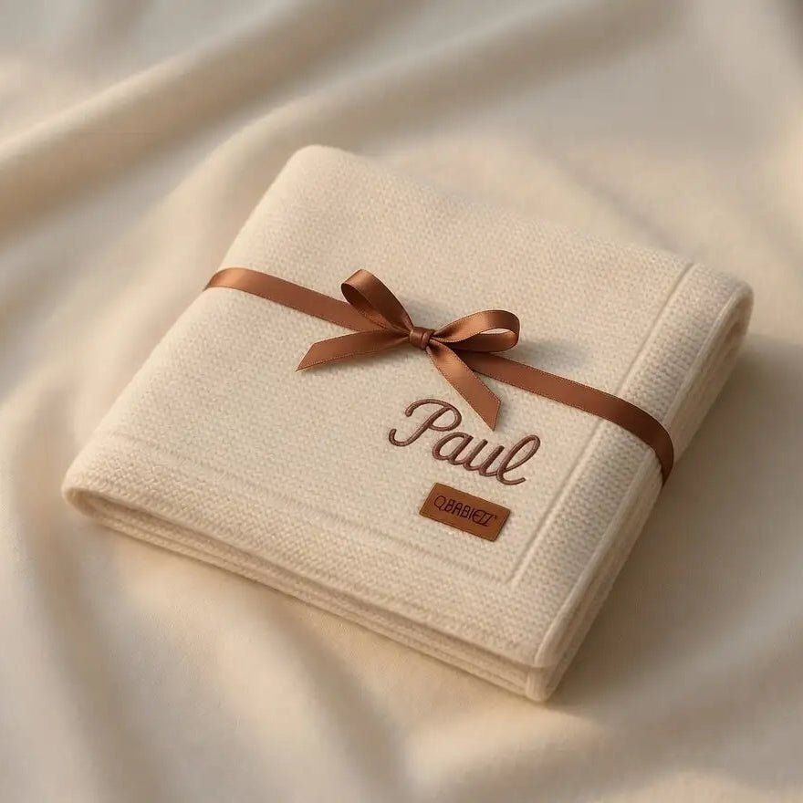 Couverture Bébé Maille Coton Bio Brodée au Prénom - LA BRODEUSE®