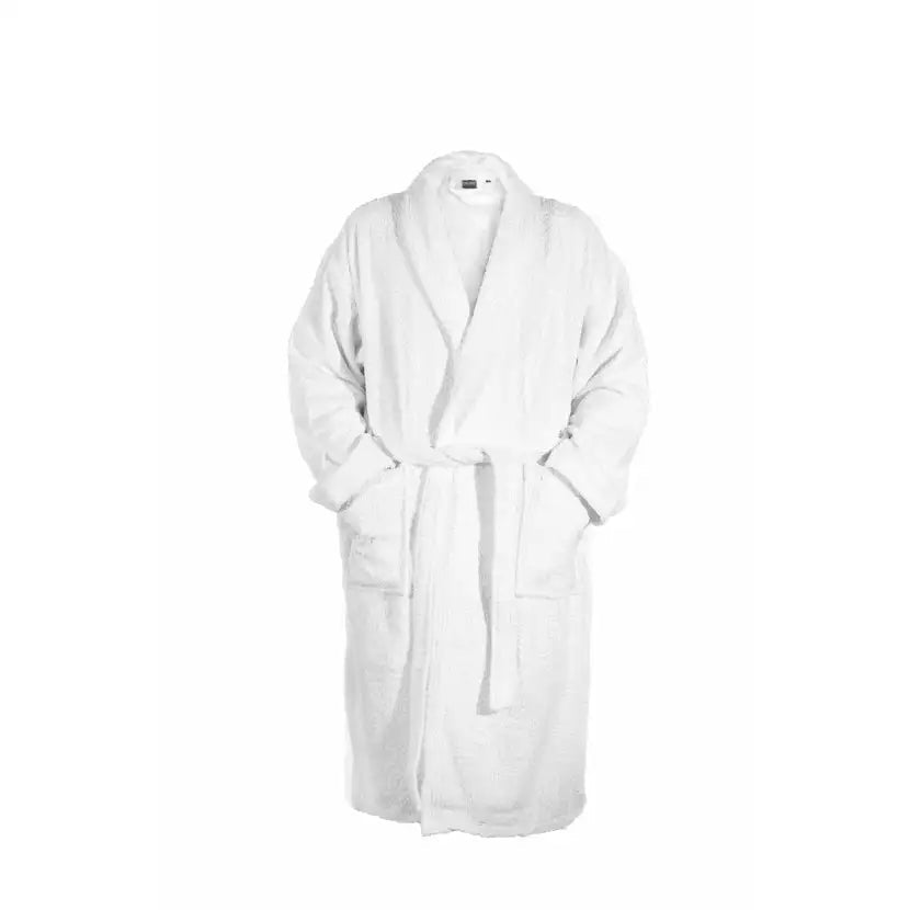 Peignoir Blanc Unisexe en Éponge de Coton 420g - LA BRODEUSE®