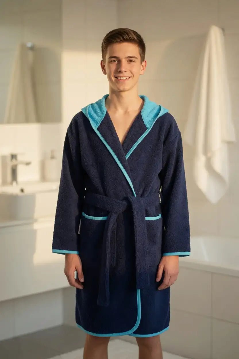 Peignoir Enfant à Capuche Dauphin Brodé – Prénom Personnalisé - LA BRODEUSE®