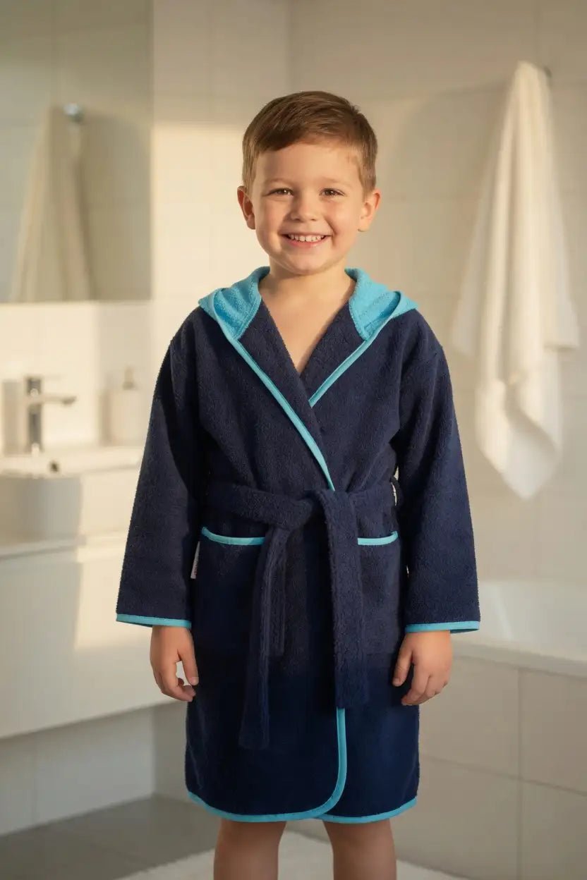 Peignoir Enfant à Capuche Dauphin Brodé – Prénom Personnalisé - LA BRODEUSE®