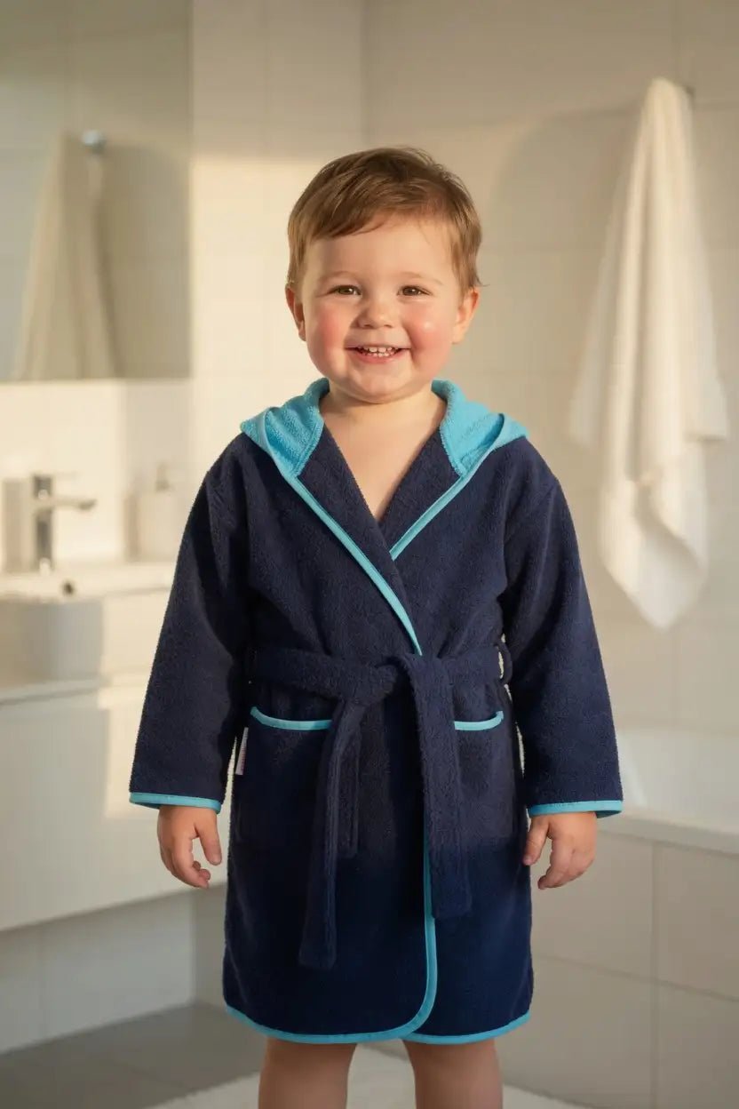 Peignoir Enfant à Capuche Dauphin Brodé – Prénom Personnalisé - LA BRODEUSE®