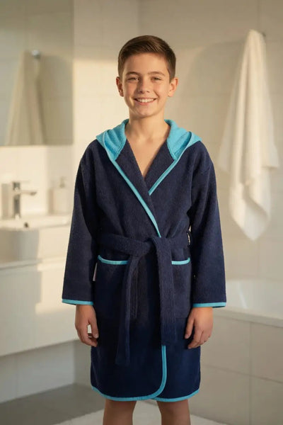 Peignoir Enfant à Capuche Dauphin Brodé – Prénom Personnalisé - LA BRODEUSE®