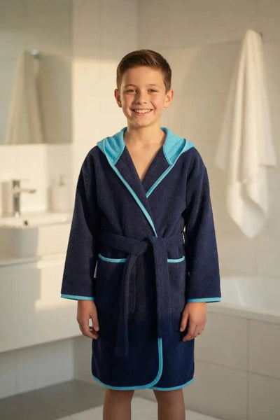 Peignoir Enfant à Capuche Dauphin Brodé – Prénom Personnalisé - LA BRODEUSE®
