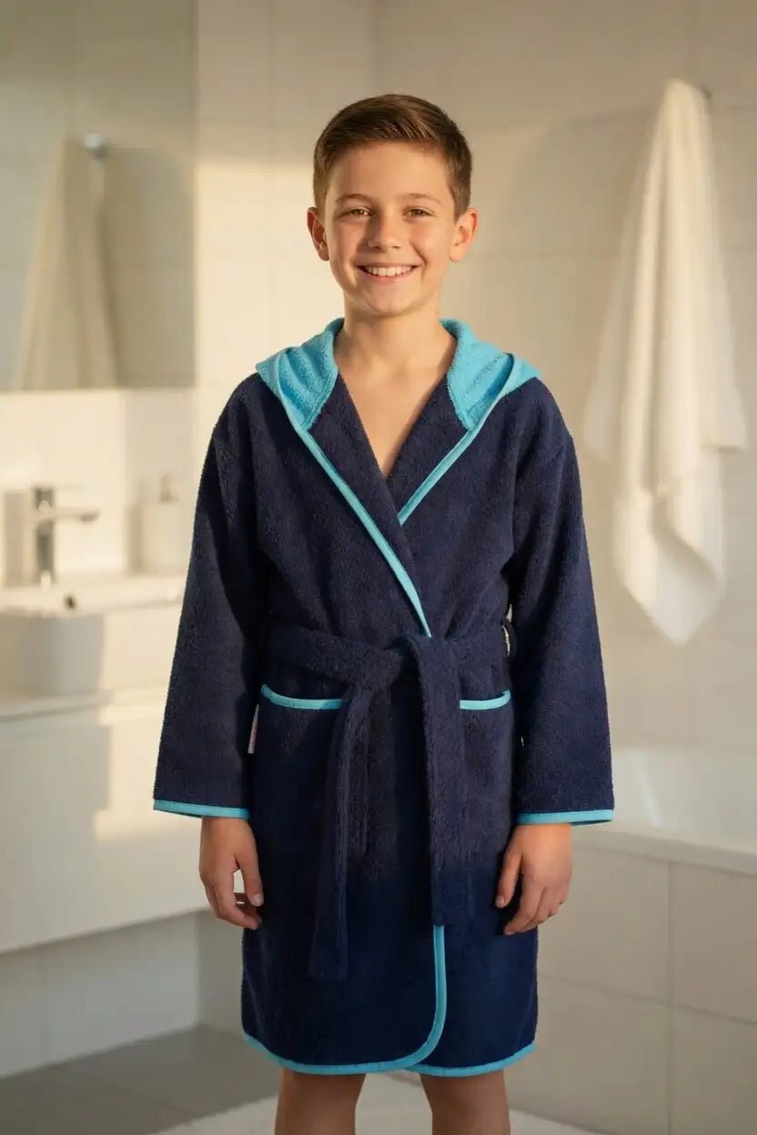 Peignoir Enfant à Capuche Dauphin Brodé – Prénom Personnalisé - LA BRODEUSE®