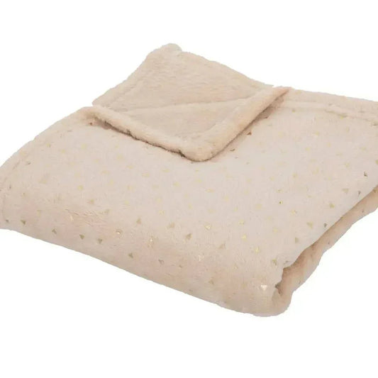 Plaid 75x100cm flanelle Beige Personnalisé avec prénom - LA BRODEUSE®