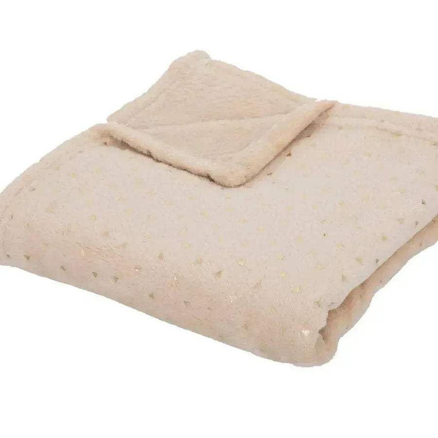 Plaid 75x100cm flanelle Beige Personnalisé avec prénom - LA BRODEUSE®