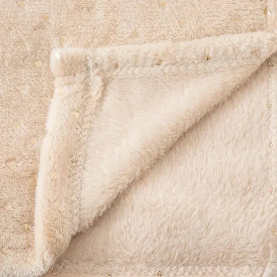 Plaid 75x100cm flanelle Beige Personnalisé avec prénom - LA BRODEUSE®
