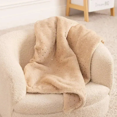 Plaid 75x100cm flanelle Beige Personnalisé avec prénom - LA BRODEUSE®