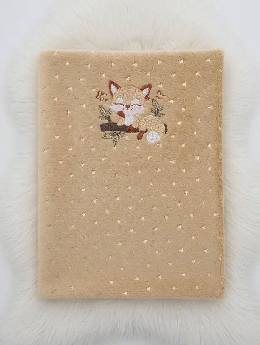 Plaid 75x100cm flanelle Personnalisé "Le Renard Dormant" - LA BRODEUSE®