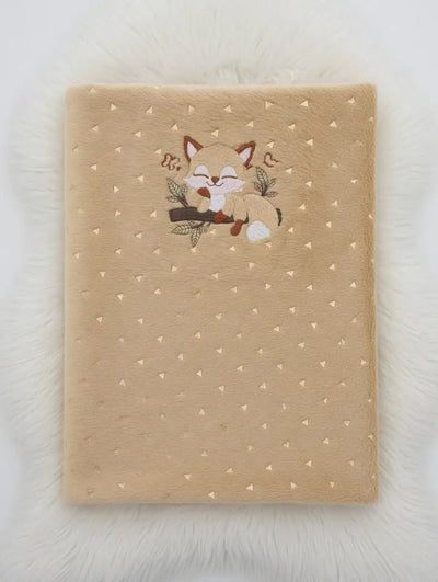 Plaid 75x100cm flanelle Personnalisé "Le Renard Dormant" - LA BRODEUSE®