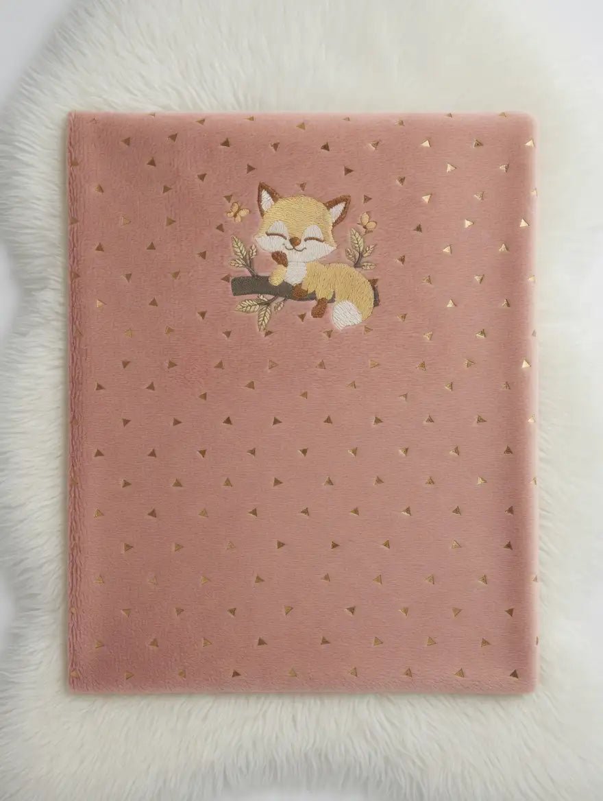Plaid 75x100cm flanelle Personnalisé "Le Renard Dormant" - LA BRODEUSE®