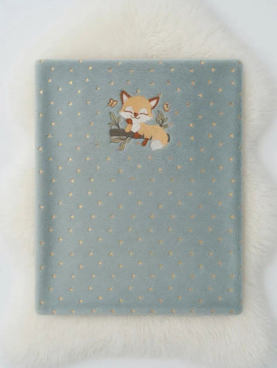 Plaid 75x100cm flanelle Personnalisé "Le Renard Dormant" - LA BRODEUSE®