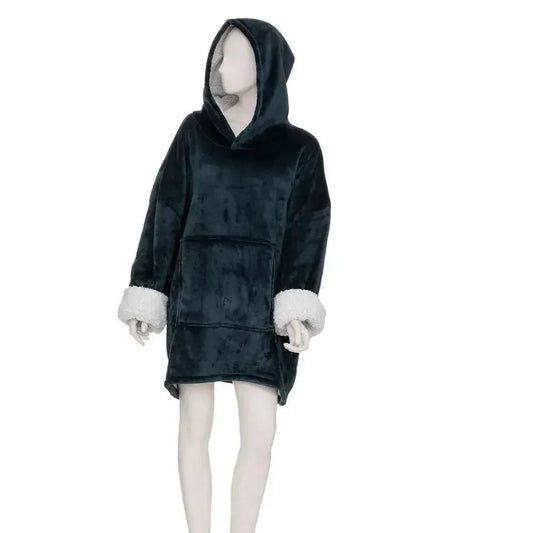 Plaid sweatshirt à capuche Bleu - LA BRODEUSE®