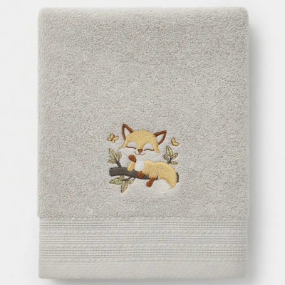 Serviette Coton Bio Brodée Petit Renard et Prénom - LA BRODEUSE®