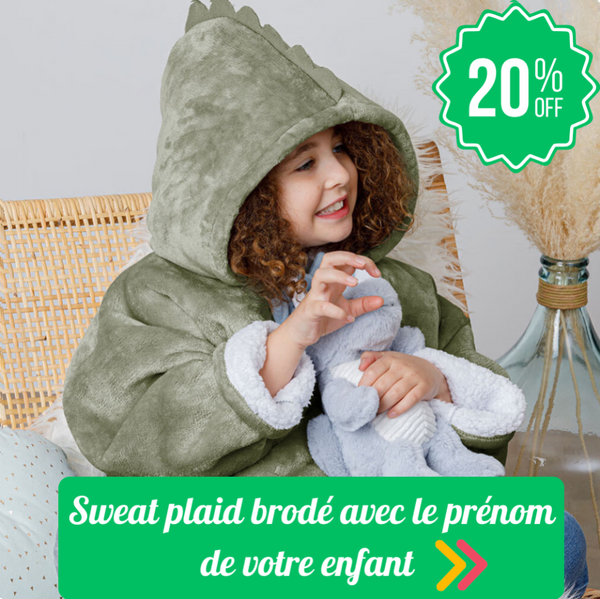 Sweat Plaid Dinosaure Personnalisé avec Prénom